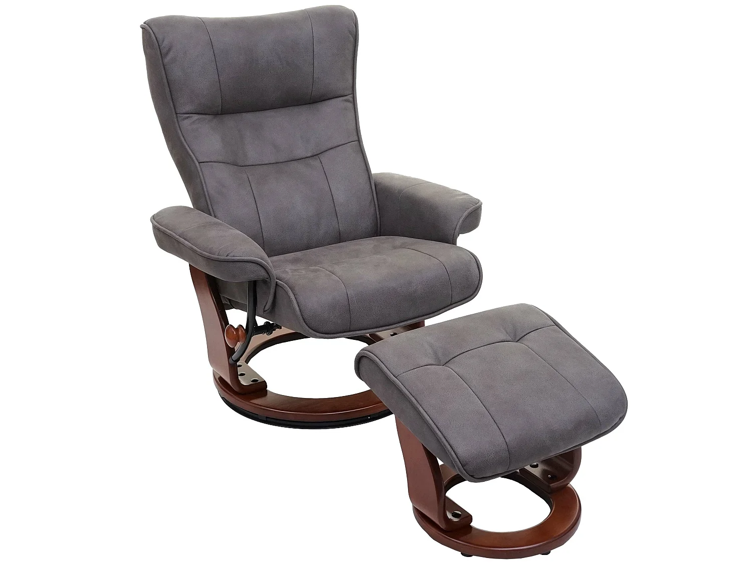 Relaxsessel Edmonton mit Hocker, Dunkelgrau, walnussfarben