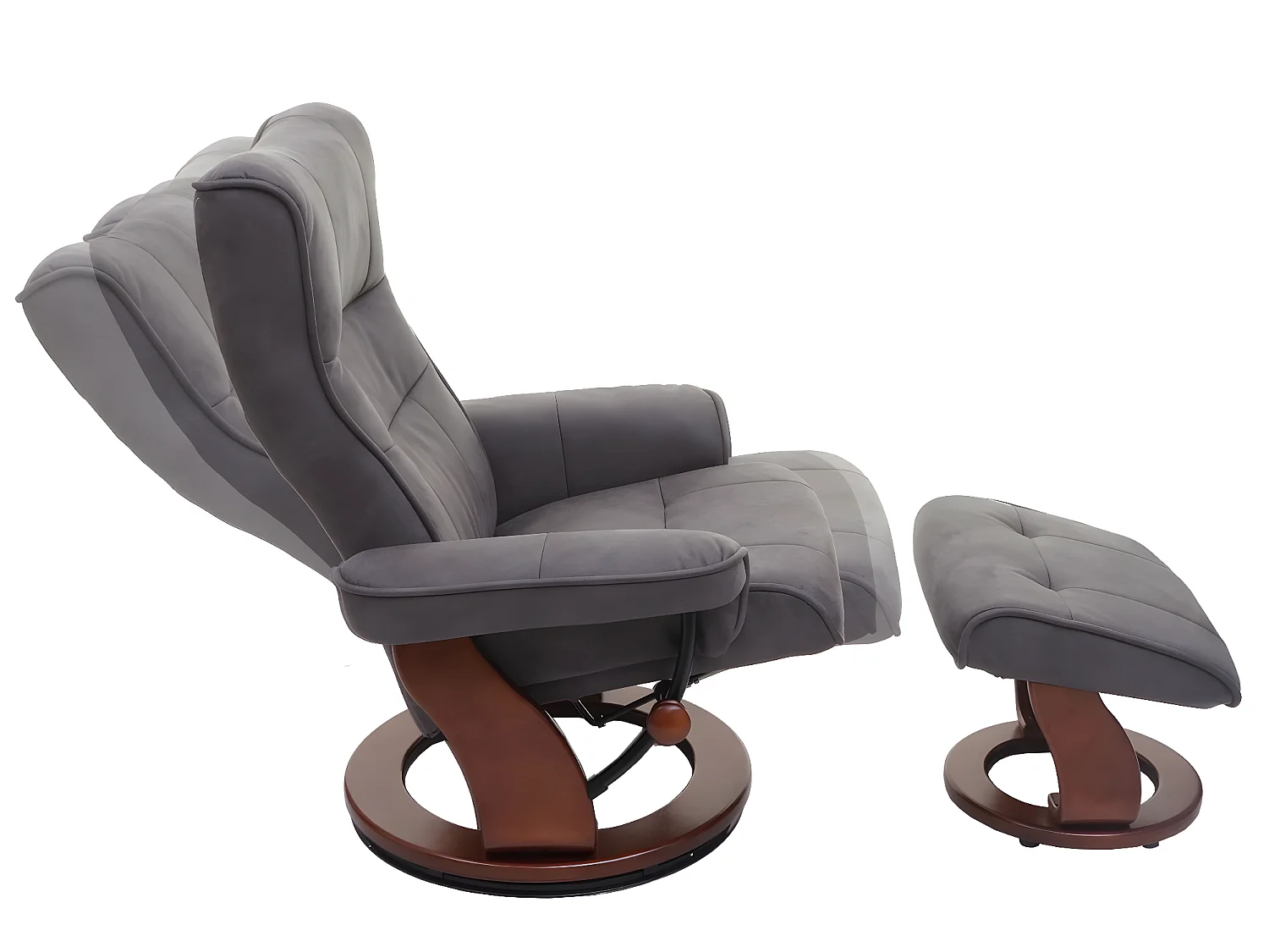 Relaxsessel Edmonton mit Hocker, Dunkelgrau, walnussfarben