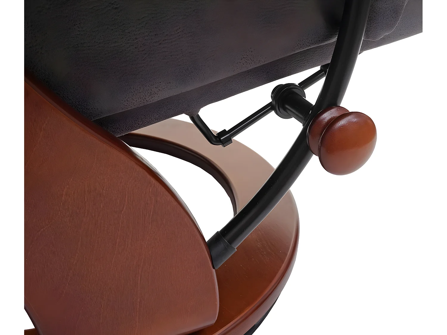 Relaxsessel Edmonton mit Hocker, Dunkelgrau, walnussfarben