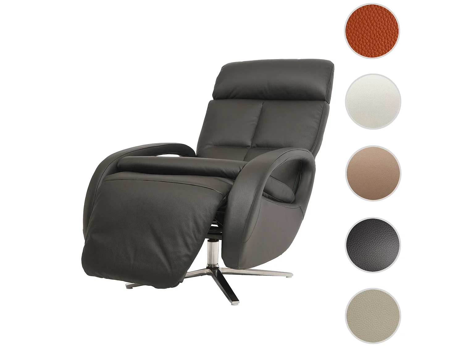 Relaxsessel MCW-L11 drehbar, Voll-Leder, Schwarz