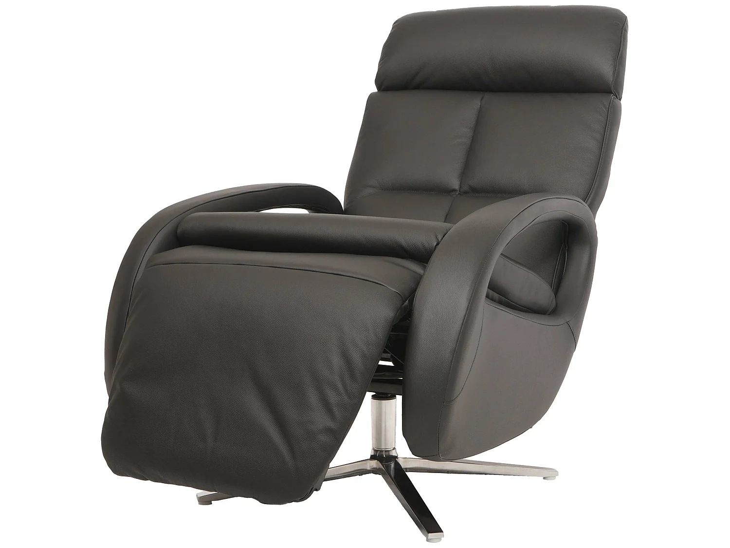 Relaxfauteuil MCW-L11 draaibaar, volledig leer,  zwart