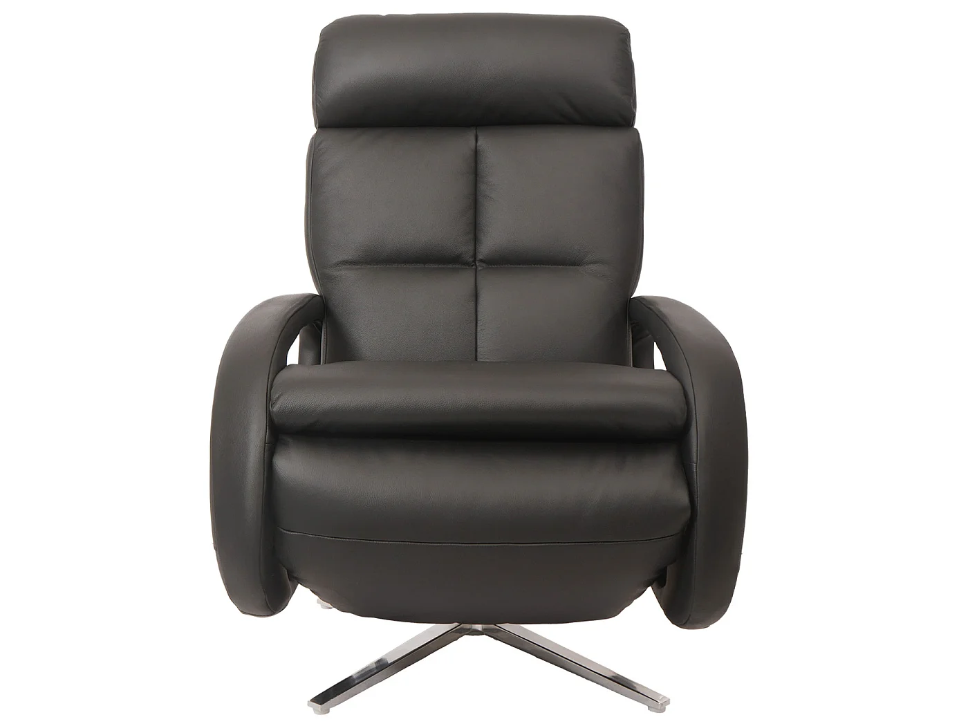 Relaxfauteuil MCW-L11 draaibaar, volledig leer,  zwart