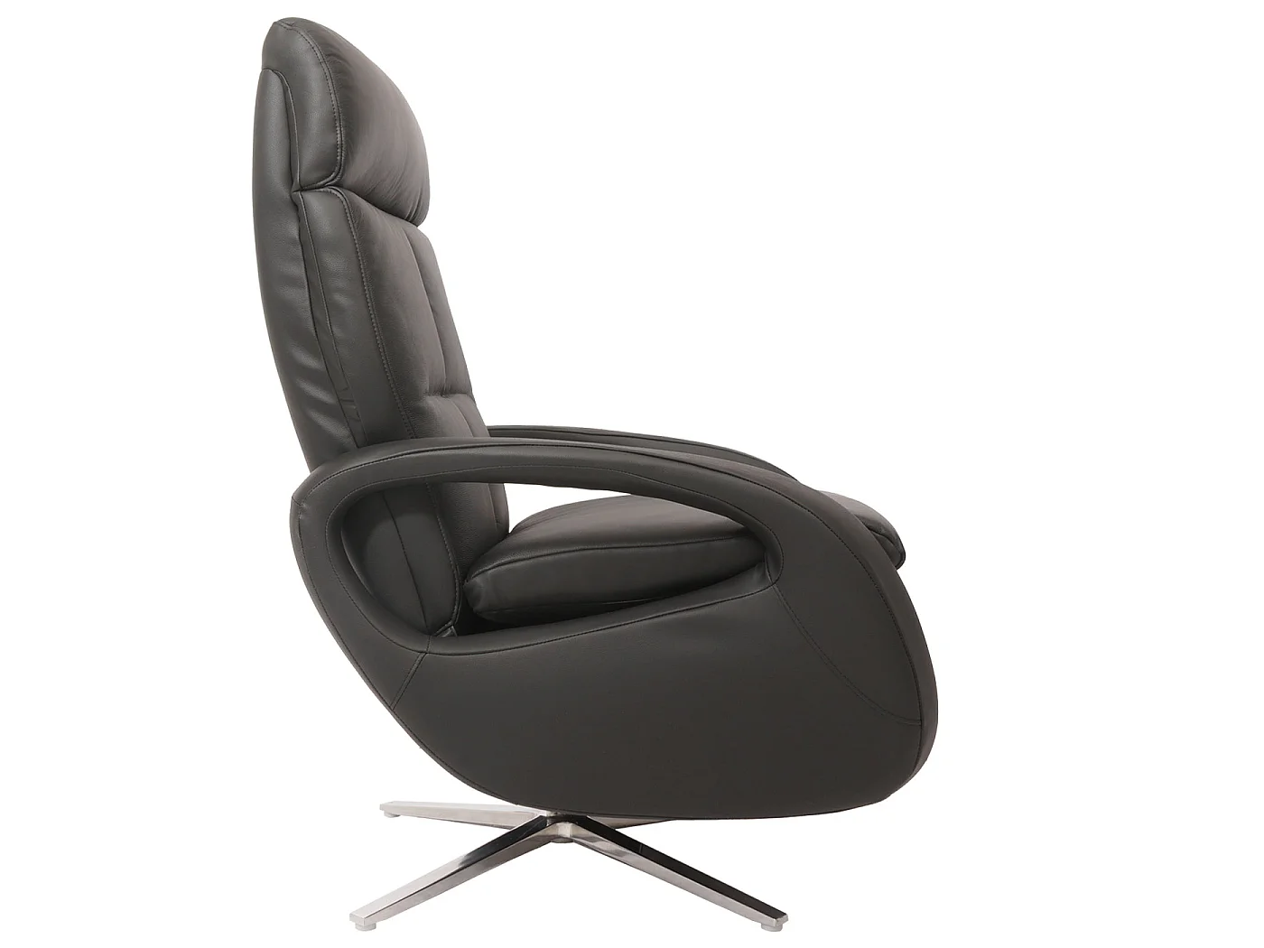 Relaxfauteuil MCW-L11 draaibaar, volledig leer,  zwart