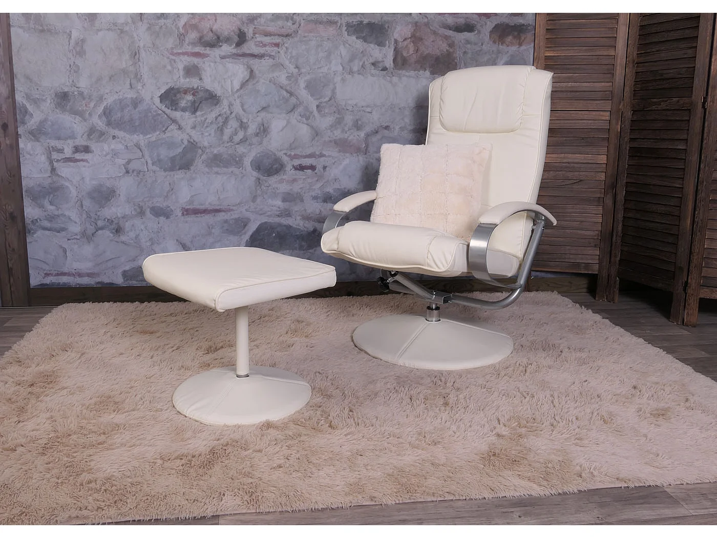 Relaxfauteuil Siena met voetenbank,  crème-wit