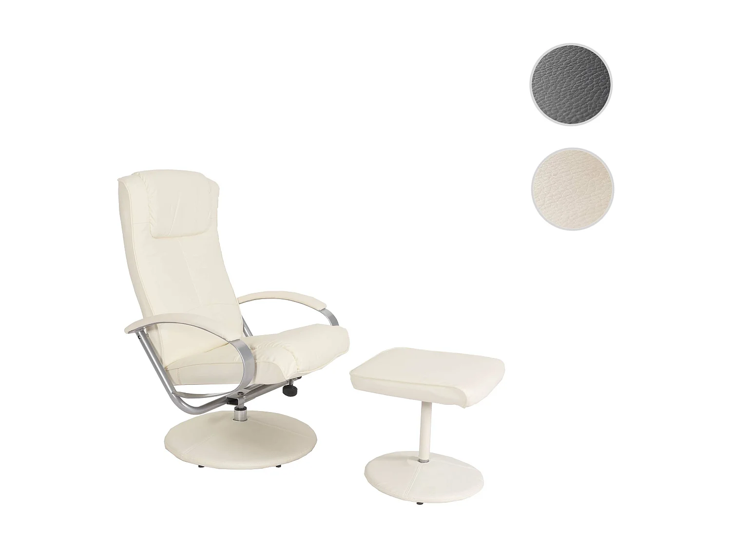 Relaxfauteuil Siena met voetenbank,  crème-wit