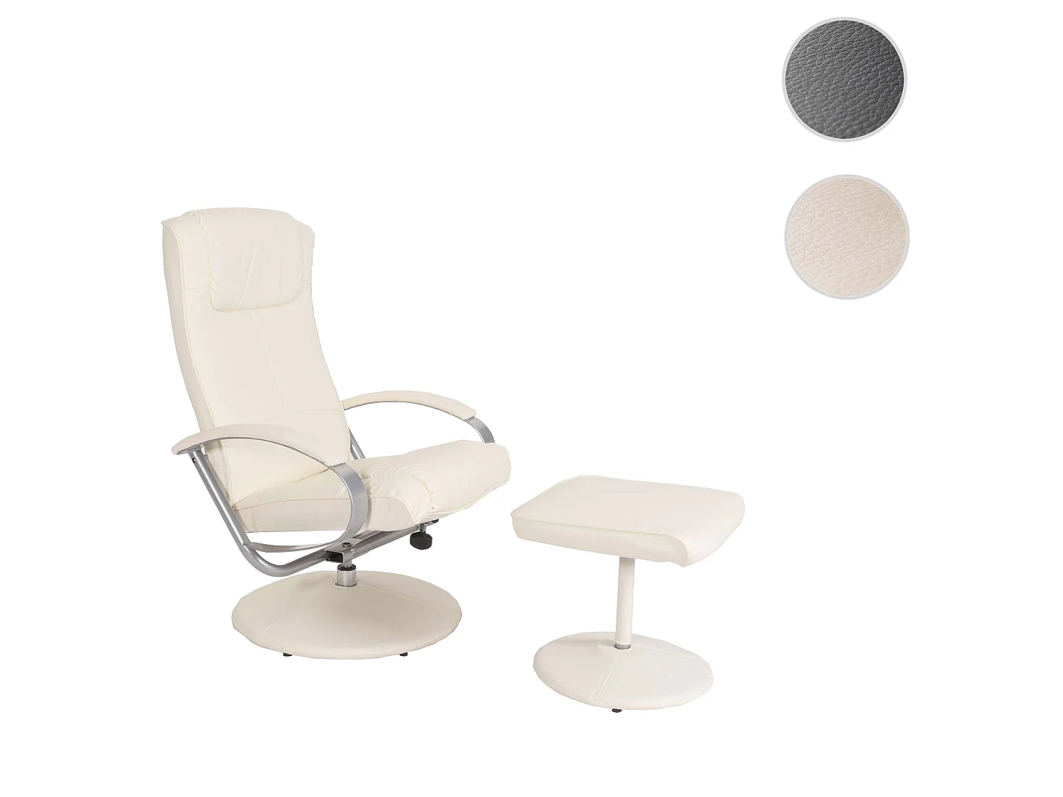 Leżanka Siena z taboretem,  kremowo-biały