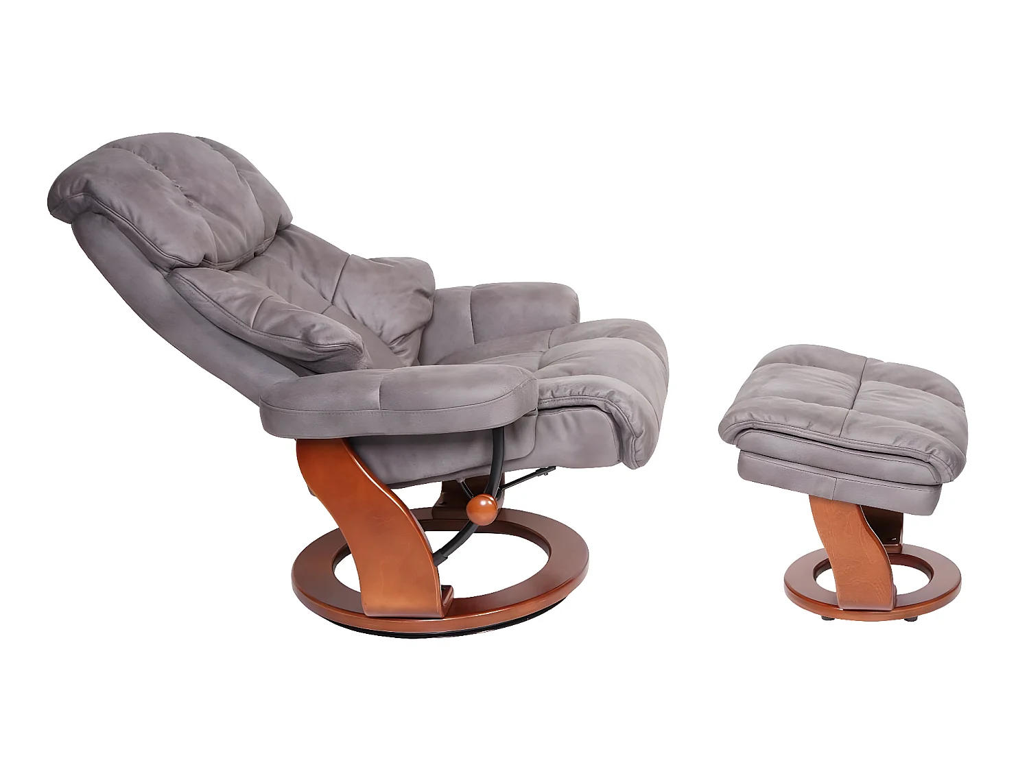 Relaxfauteuil Edmonton XXL,  donkergrijs, frame walnoot-look