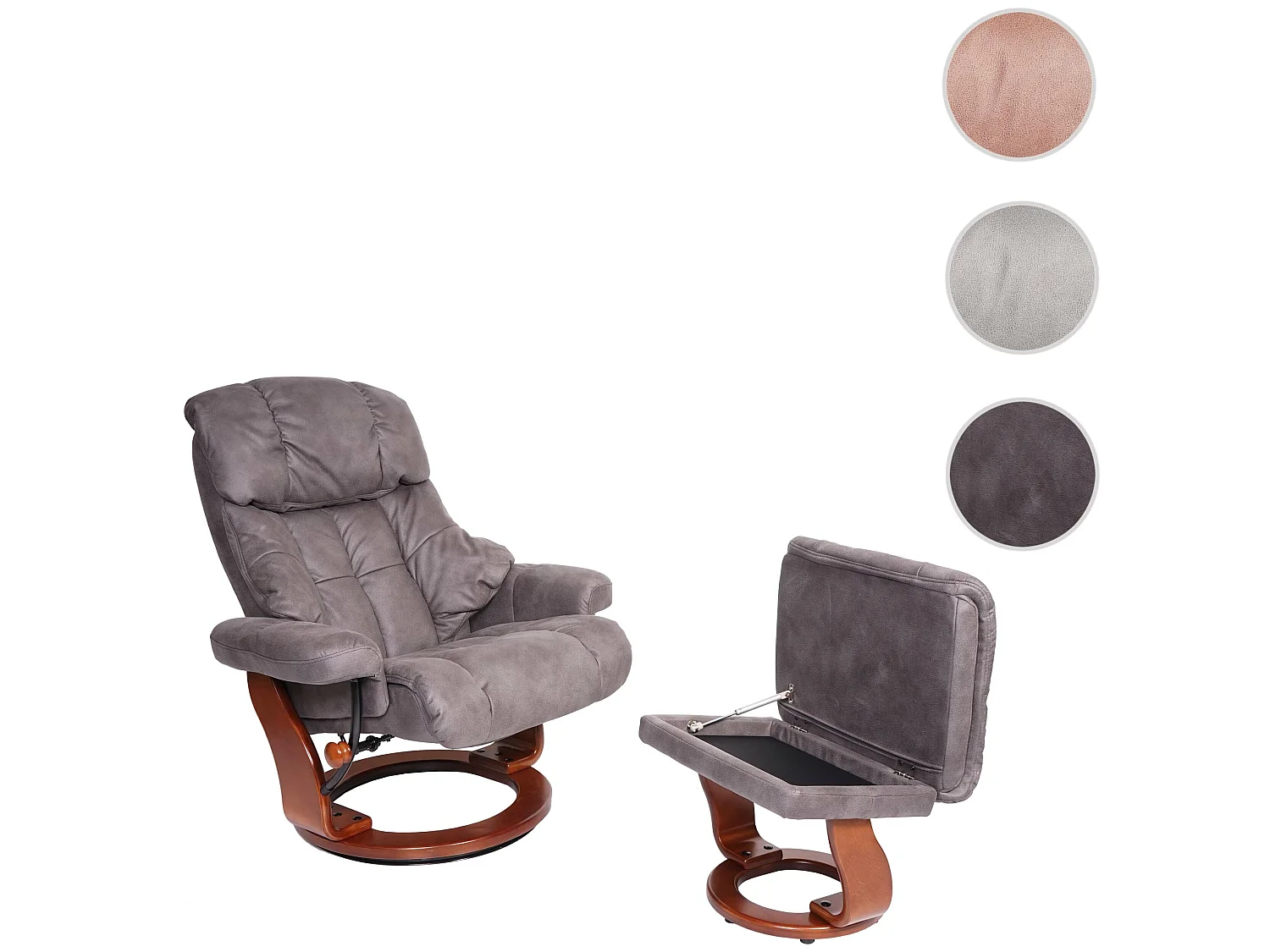 Relaxfauteuil Edmonton XXL,  donkergrijs, frame walnoot-look