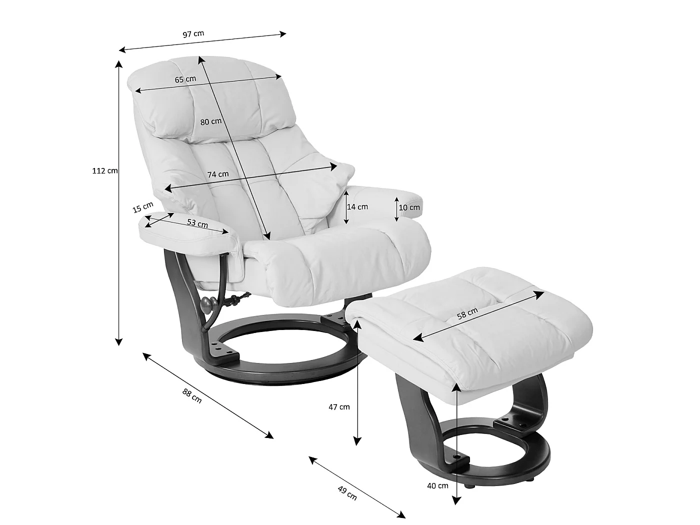 Relaxsessel Edmonton XXL, Dunkelgrau, Gestell Walnuss-Optik