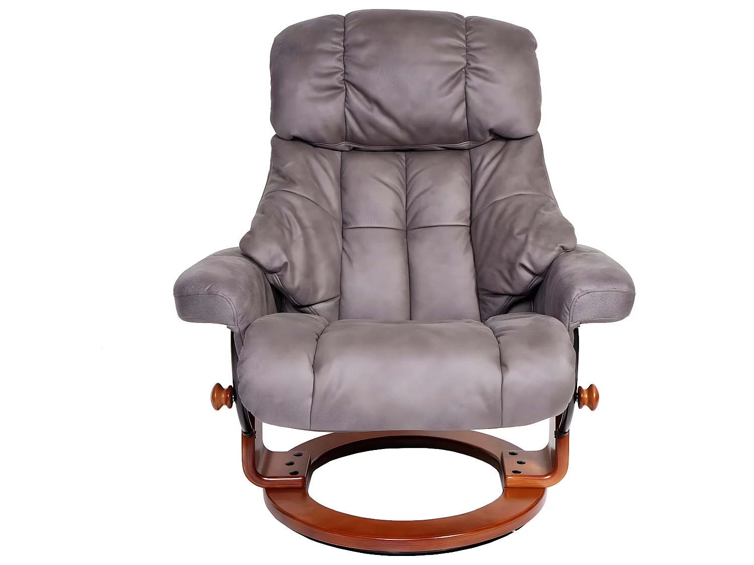 Relaxsessel Edmonton XXL, Dunkelgrau, Gestell Walnuss-Optik