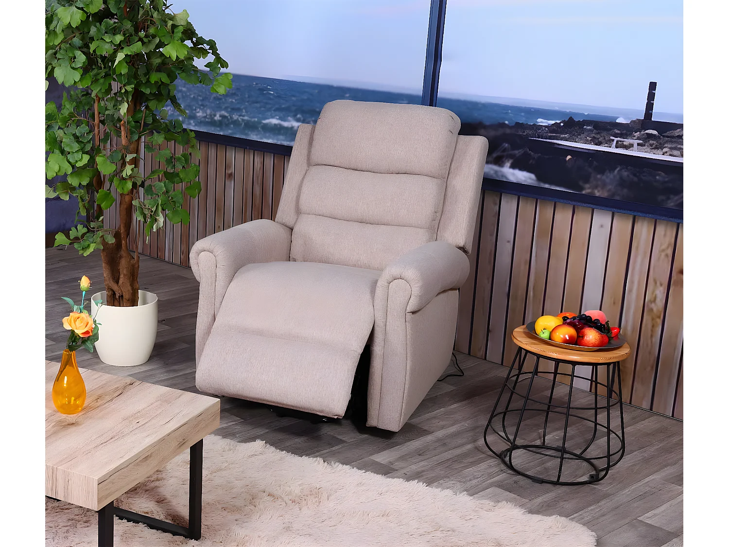 Fernsehsessel MCW-K63, Beige-braun