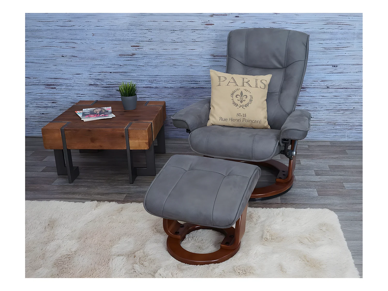 Relaxfauteuil Halifax,  donkergrijs, walnootkleurig