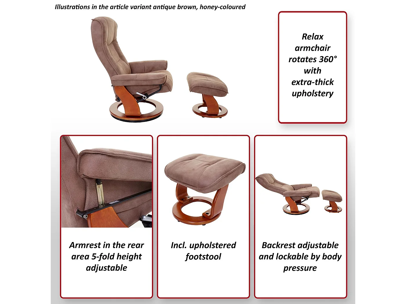 Fotel relaksacyjny Halifax,  ciemnoszary, kolor orzechowy