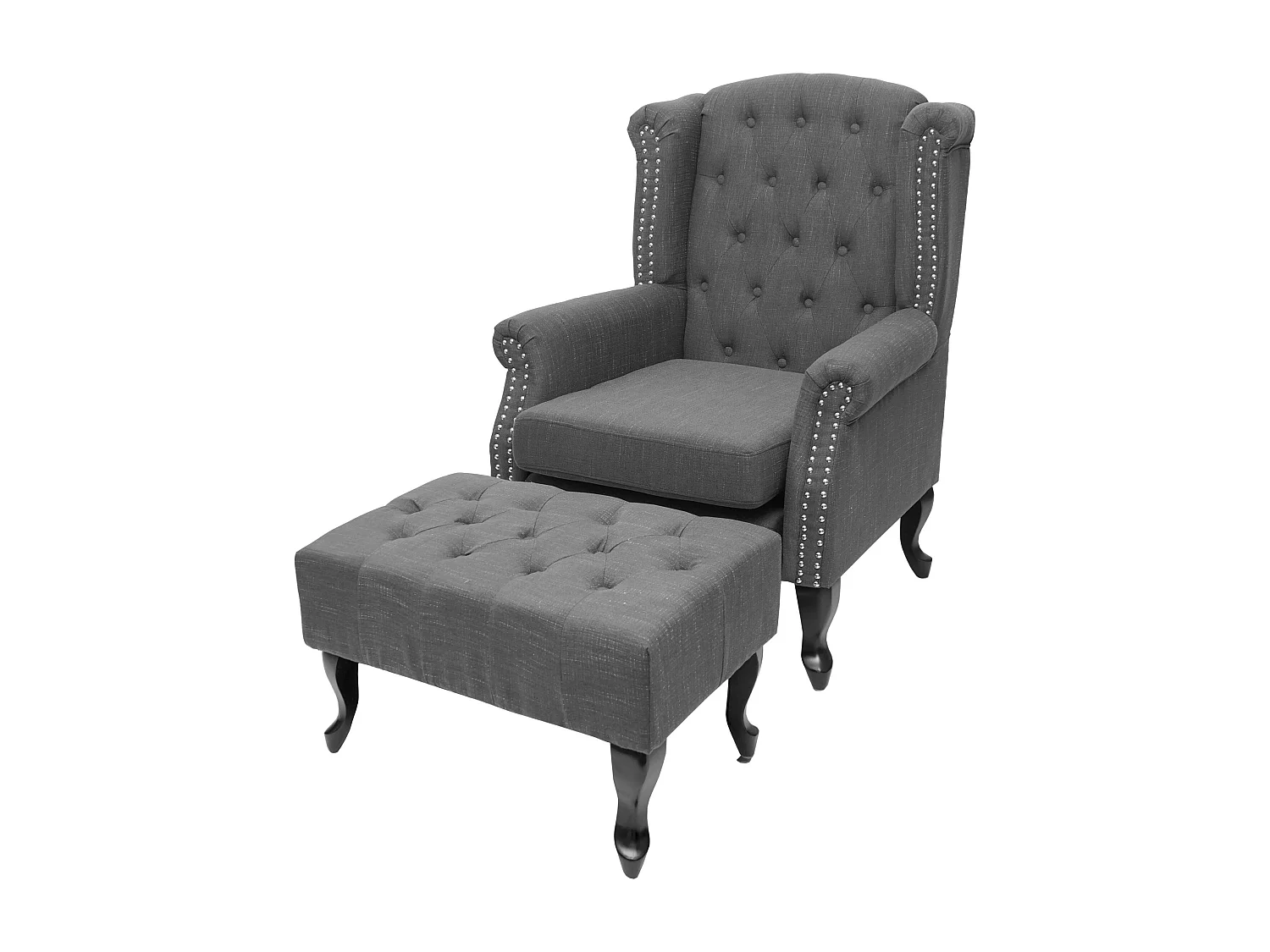 Relaxfauteuil Oxford,  donkergrijs met voetenbank