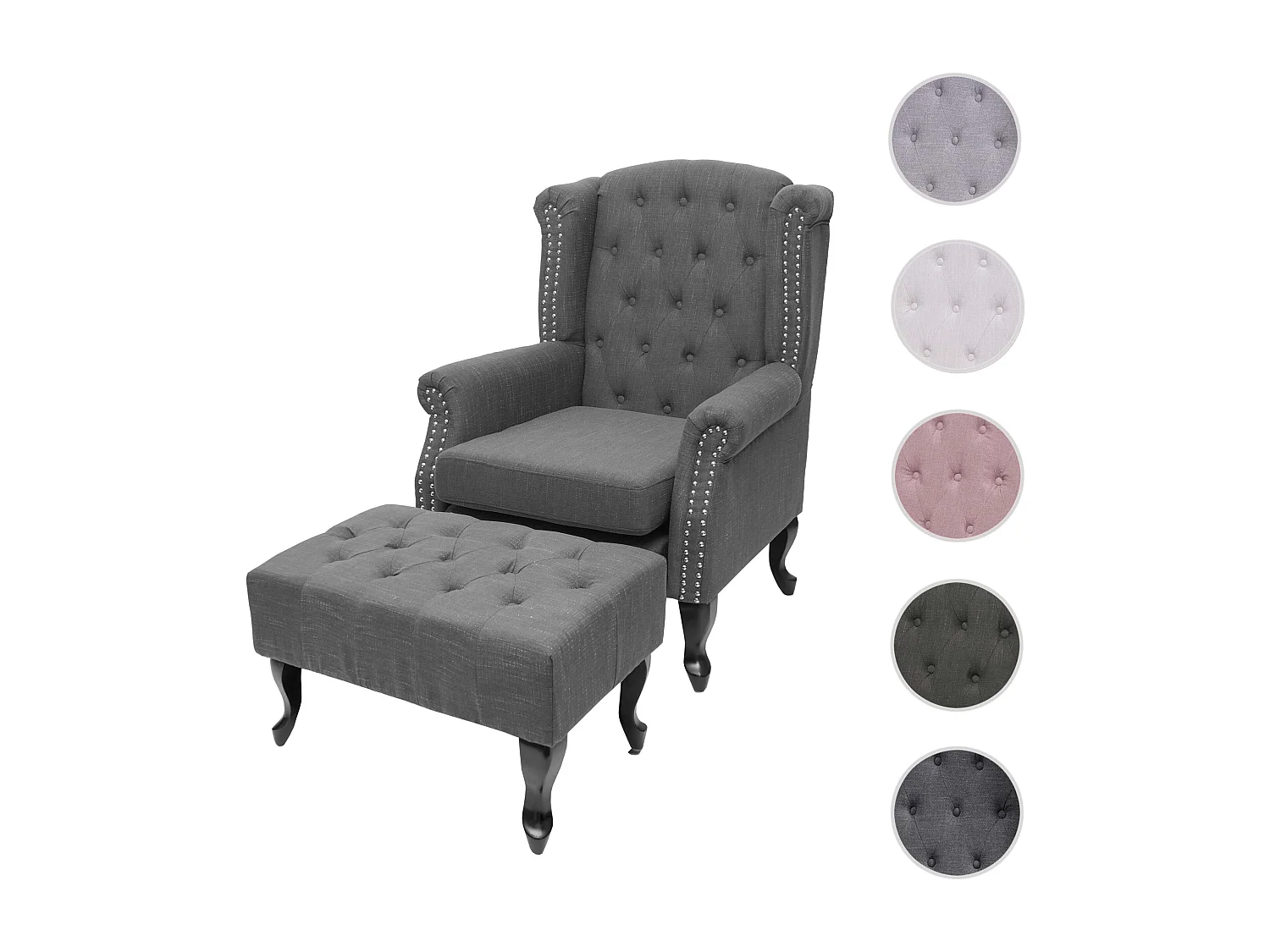 Fotel relaksacyjny Oxford,  ciemnoszary z otomaną