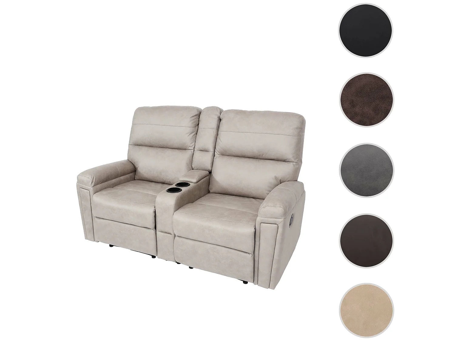 Poltrona da cinema 2 posti MCW-K17 regolabile tessuto grigio chiaro