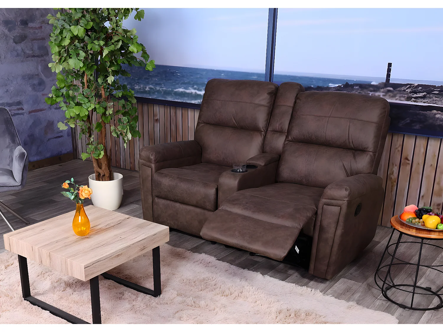 2-osobowy fotel kinowy MCW-K17,  tkanina/tekstylia brązowy