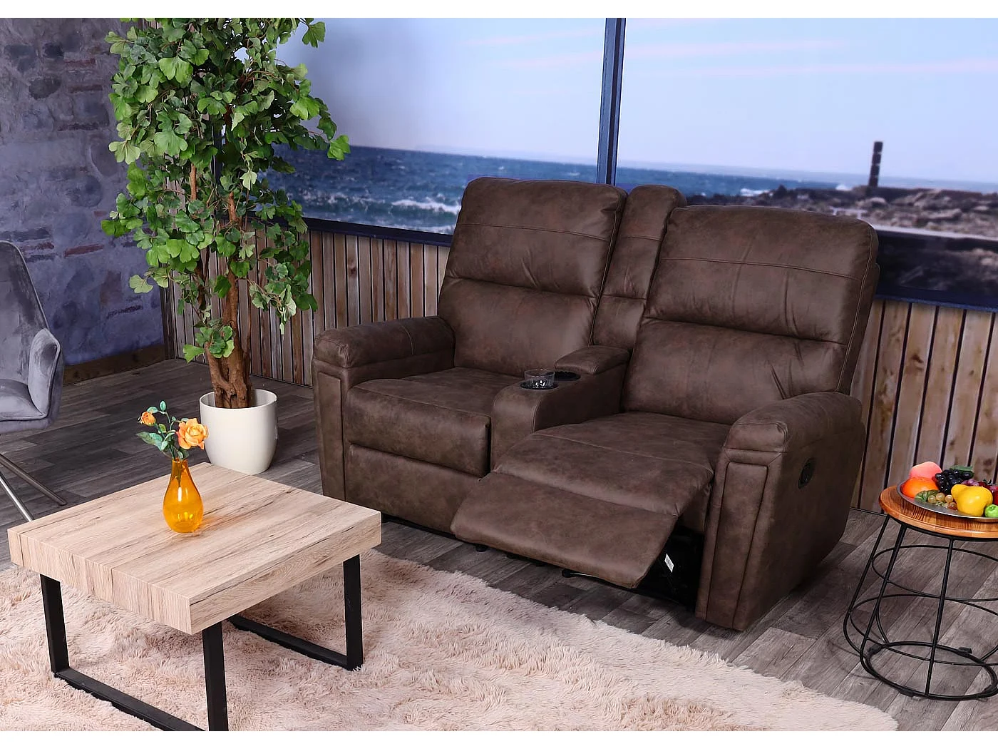 2-osobowy fotel kinowy MCW-K17,  tkanina/tekstylia brązowy