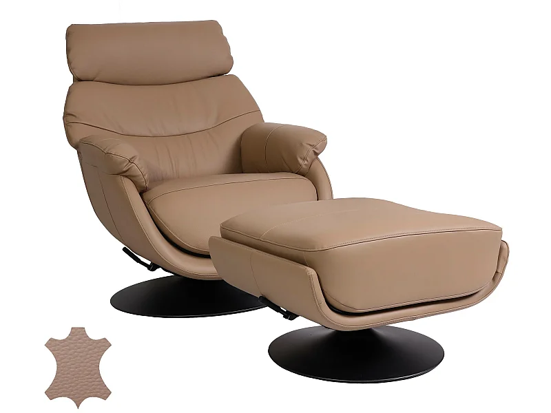 Relaxfauteuil met voetenbank MCW-K99,  taupe