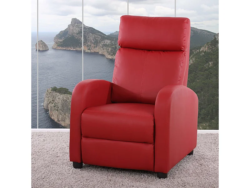 Poltrona relax reclinabile TV elegante Denver ecopelle 92x72x105cm rosso
