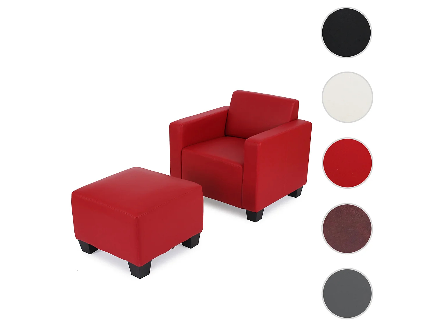 Fauteuil met voetenbank Moncalieri,  rood