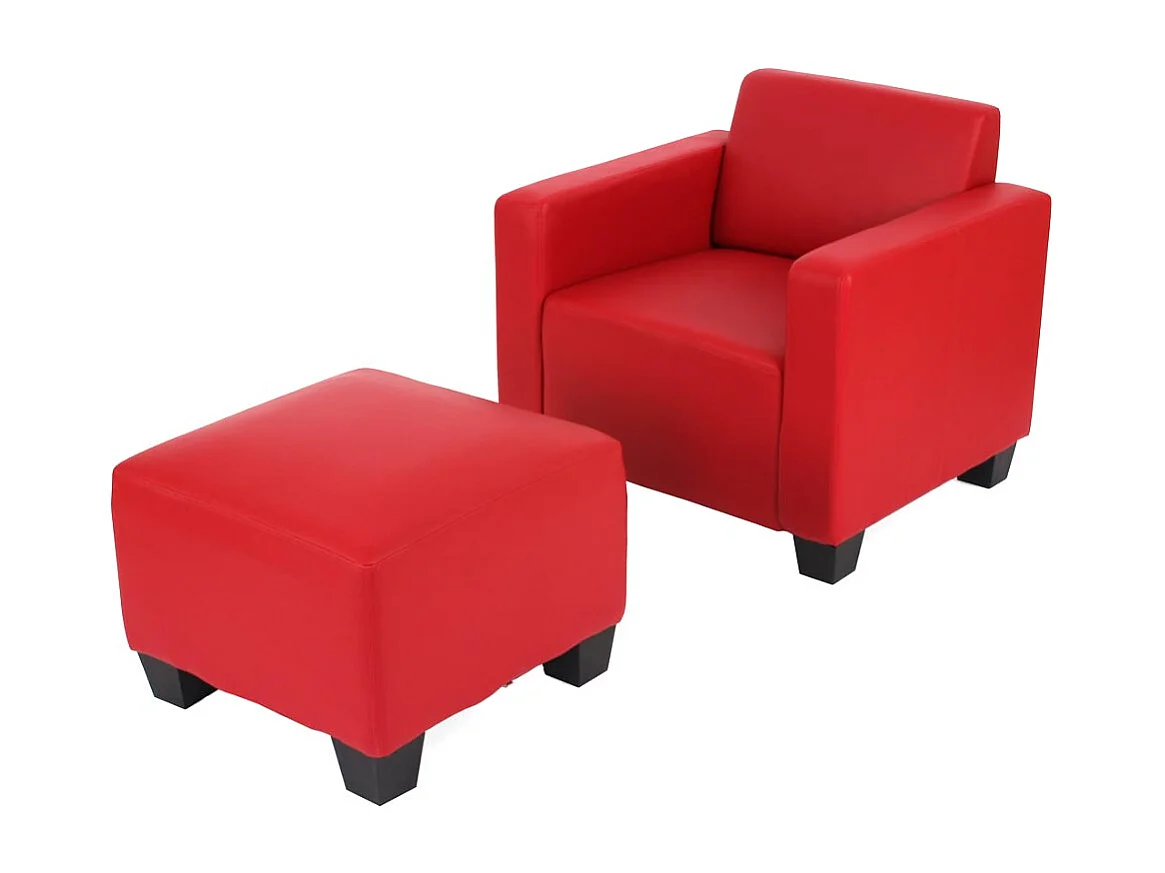 Sessel mit Ottomane Moncalieri, Rot
