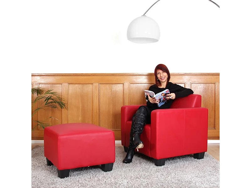 Sessel mit Ottomane Moncalieri, Rot