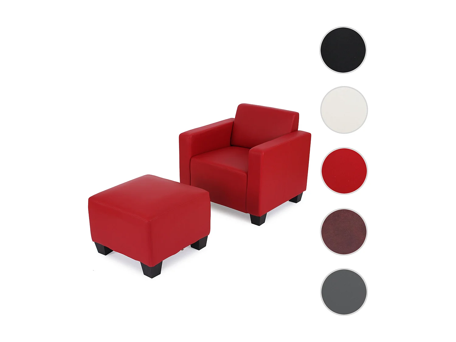 Sessel mit Ottomane Moncalieri, Rot