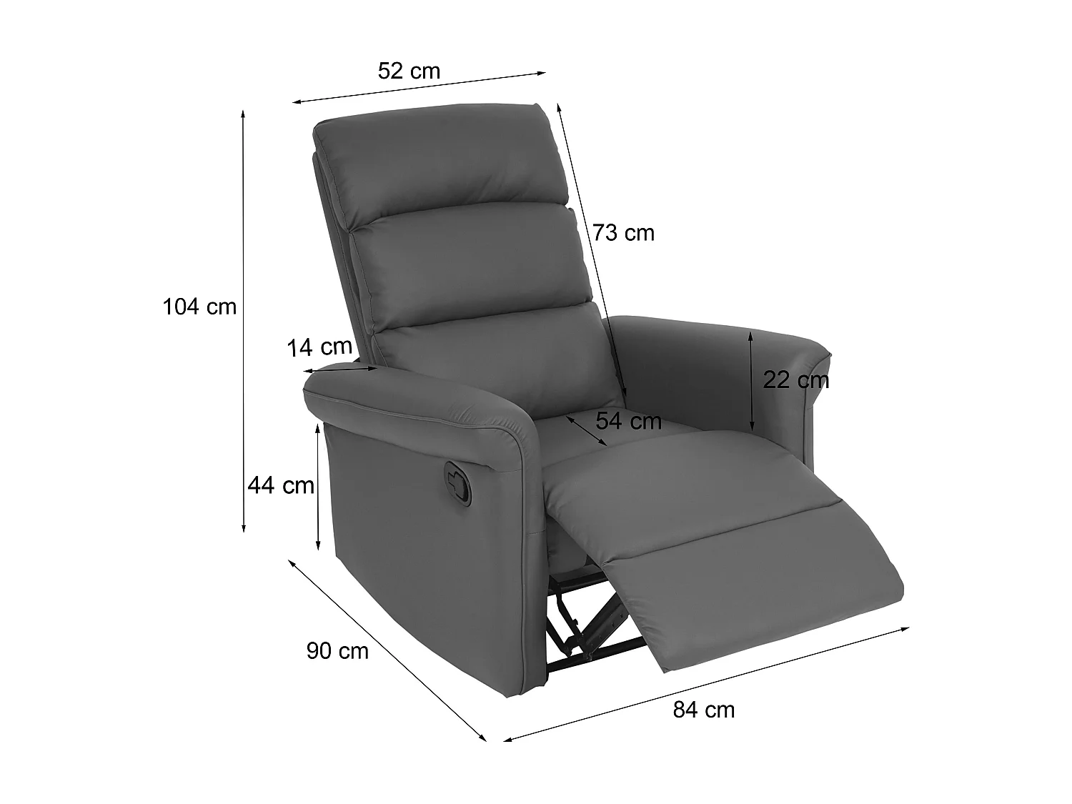 Poltrona relax reclinabile MCW-J96 ecopelle 104x84x90cm nero