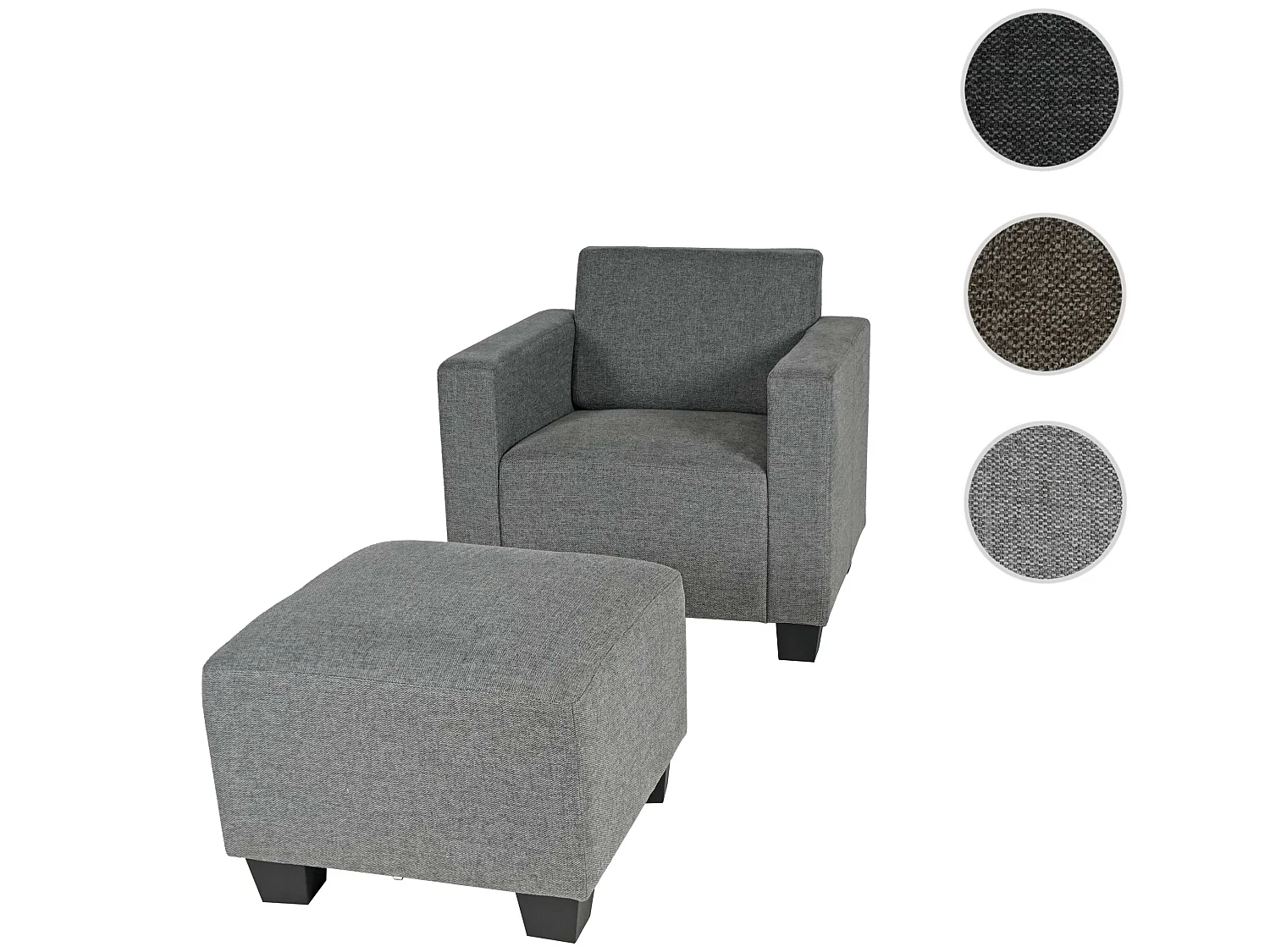 Fauteuil met voetenbank Moncalieri,  grijs
