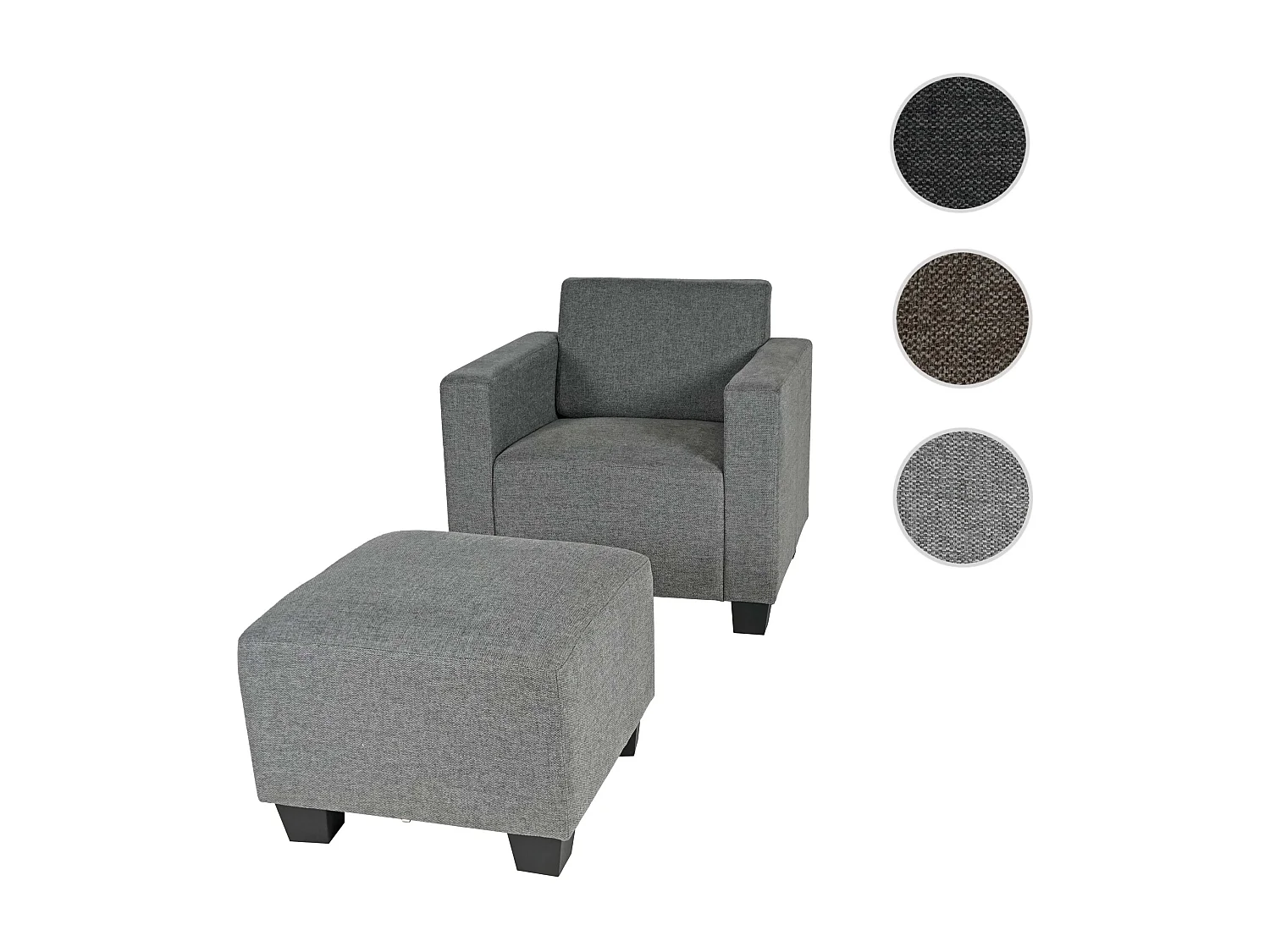 Moncalieri armchair with ottoman,  grey