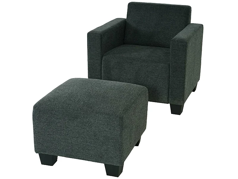 Salotto modulare componibile lounge moderno Lione N71 tessuto poltrona con poggiapiedi antracite