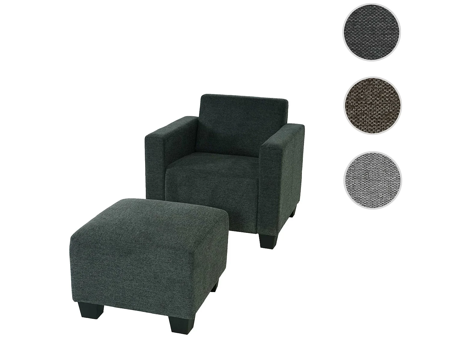 Fauteuil met voetenbank Moncalieri,  antracietgrijs