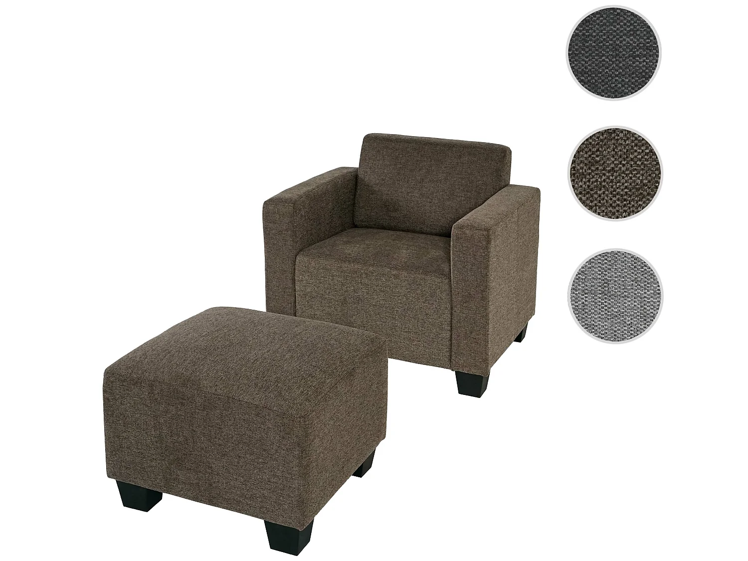 Sessel mit Ottomane Moncalieri, Braun