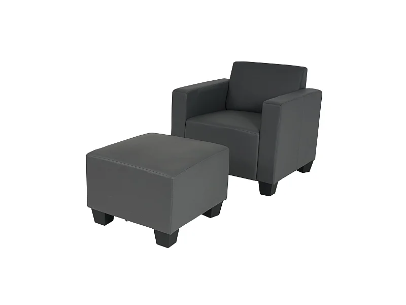 Fauteuil met voetenbank Moncalieri,  donkergrijs