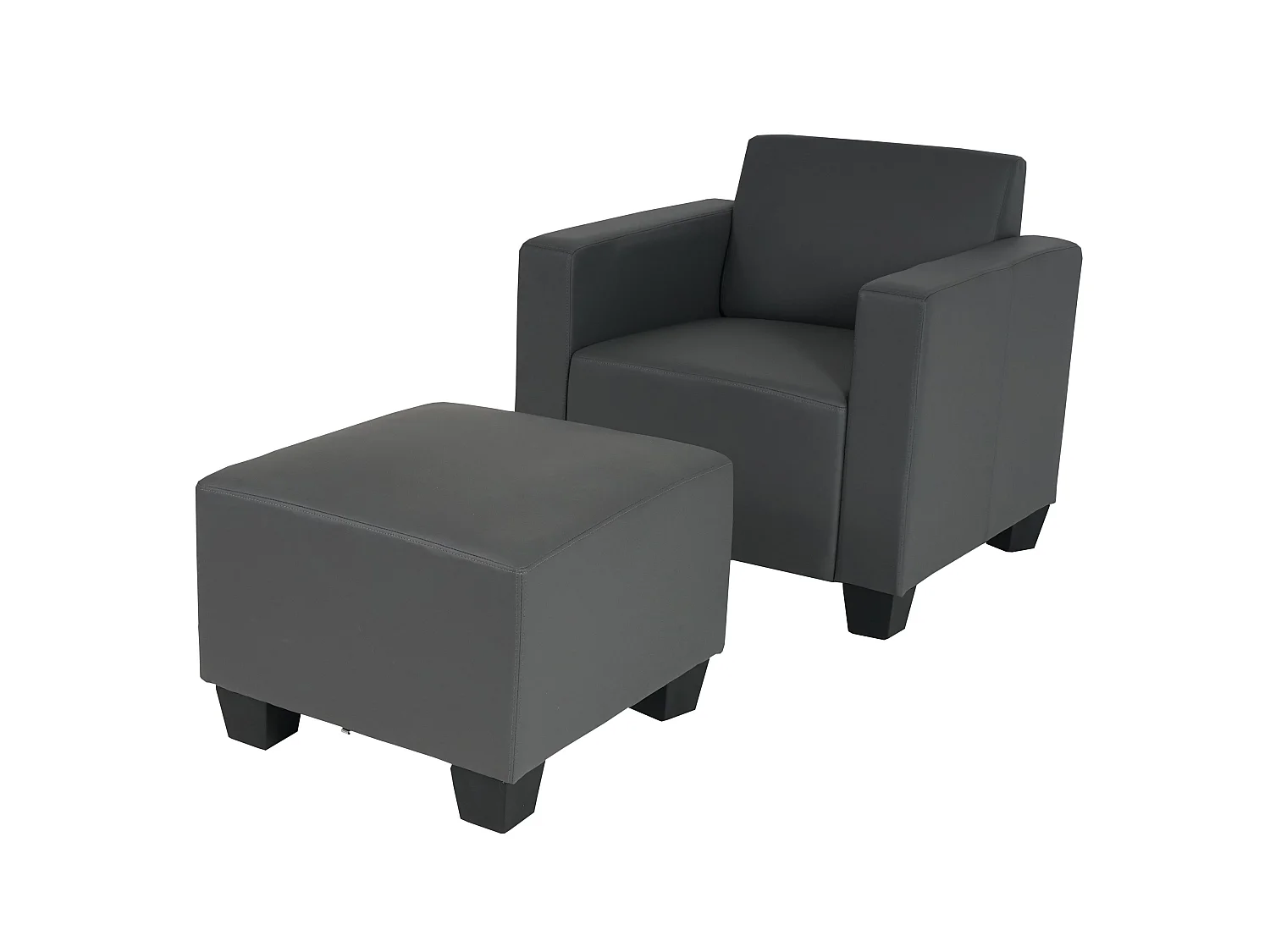 Fauteuil met voetenbank Moncalieri,  donkergrijs