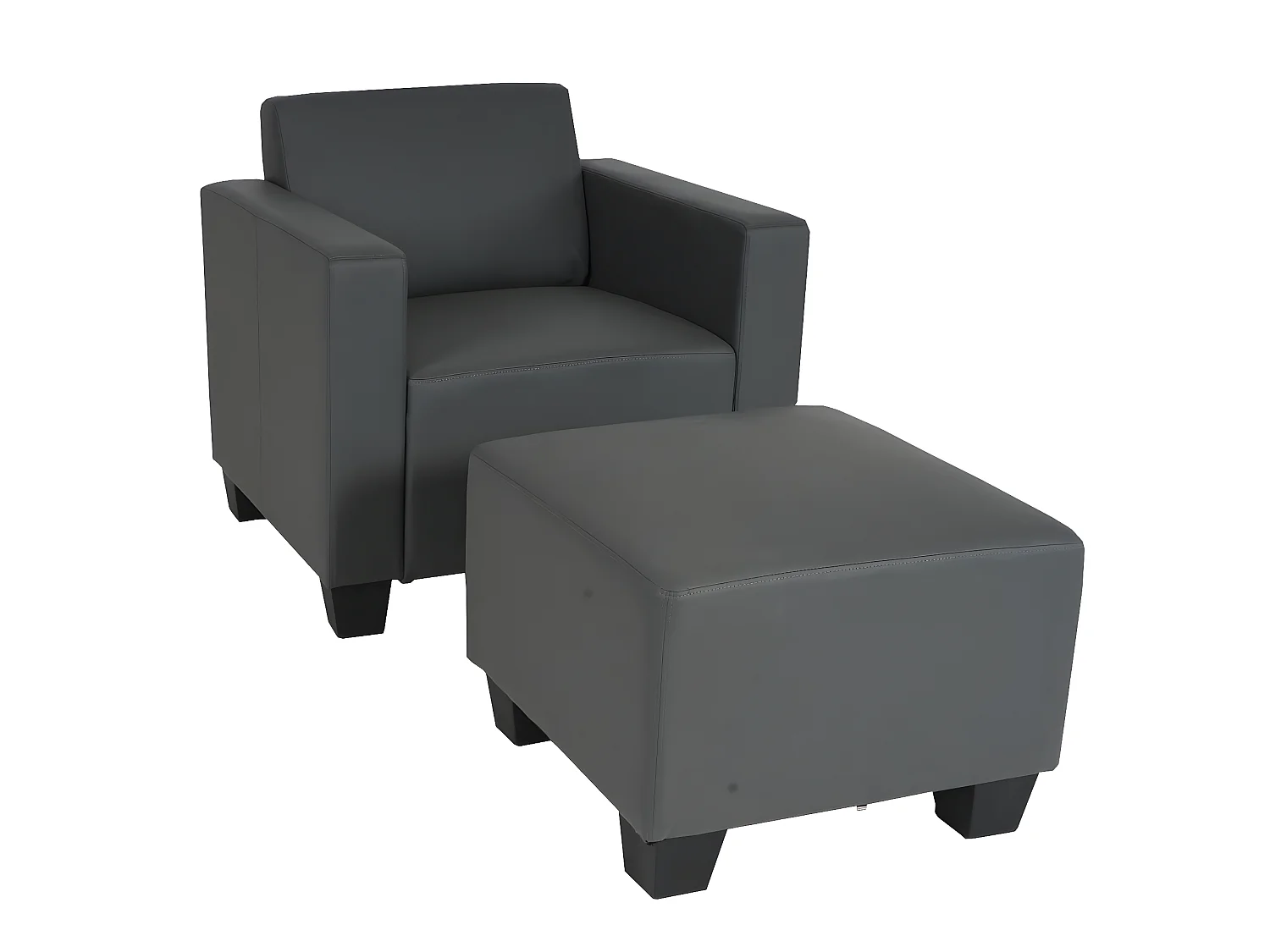 Fauteuil met voetenbank Moncalieri,  donkergrijs