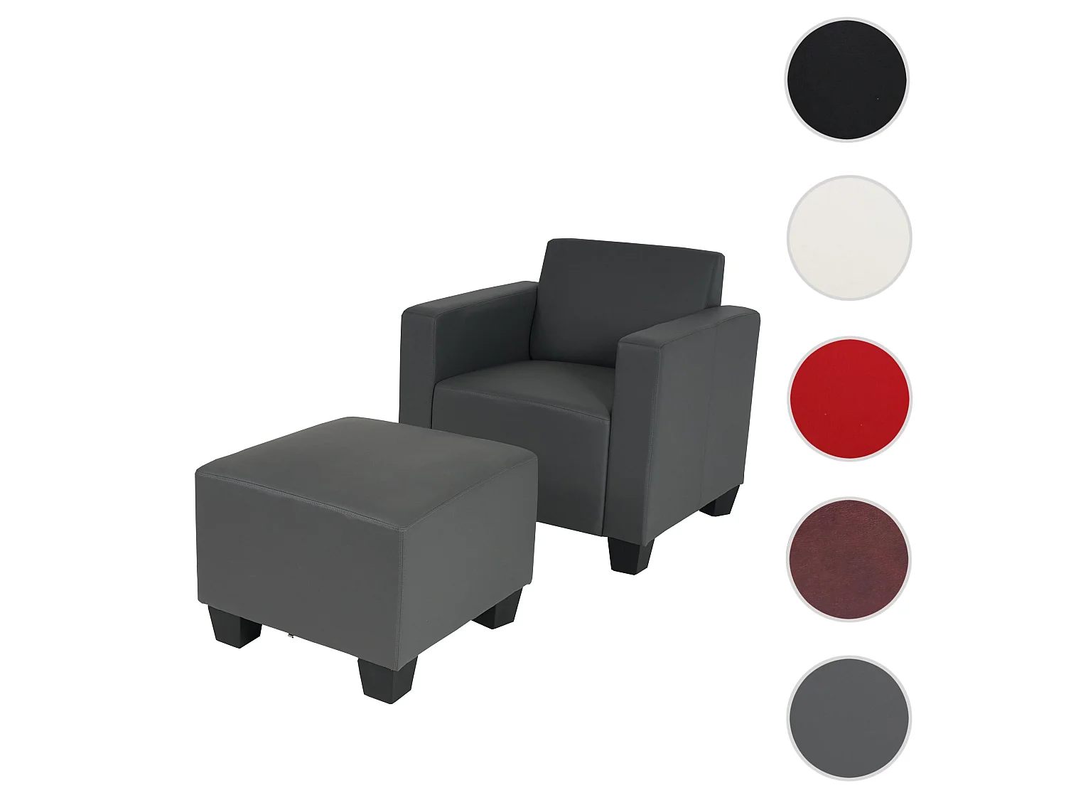 Fauteuil met voetenbank Moncalieri,  donkergrijs