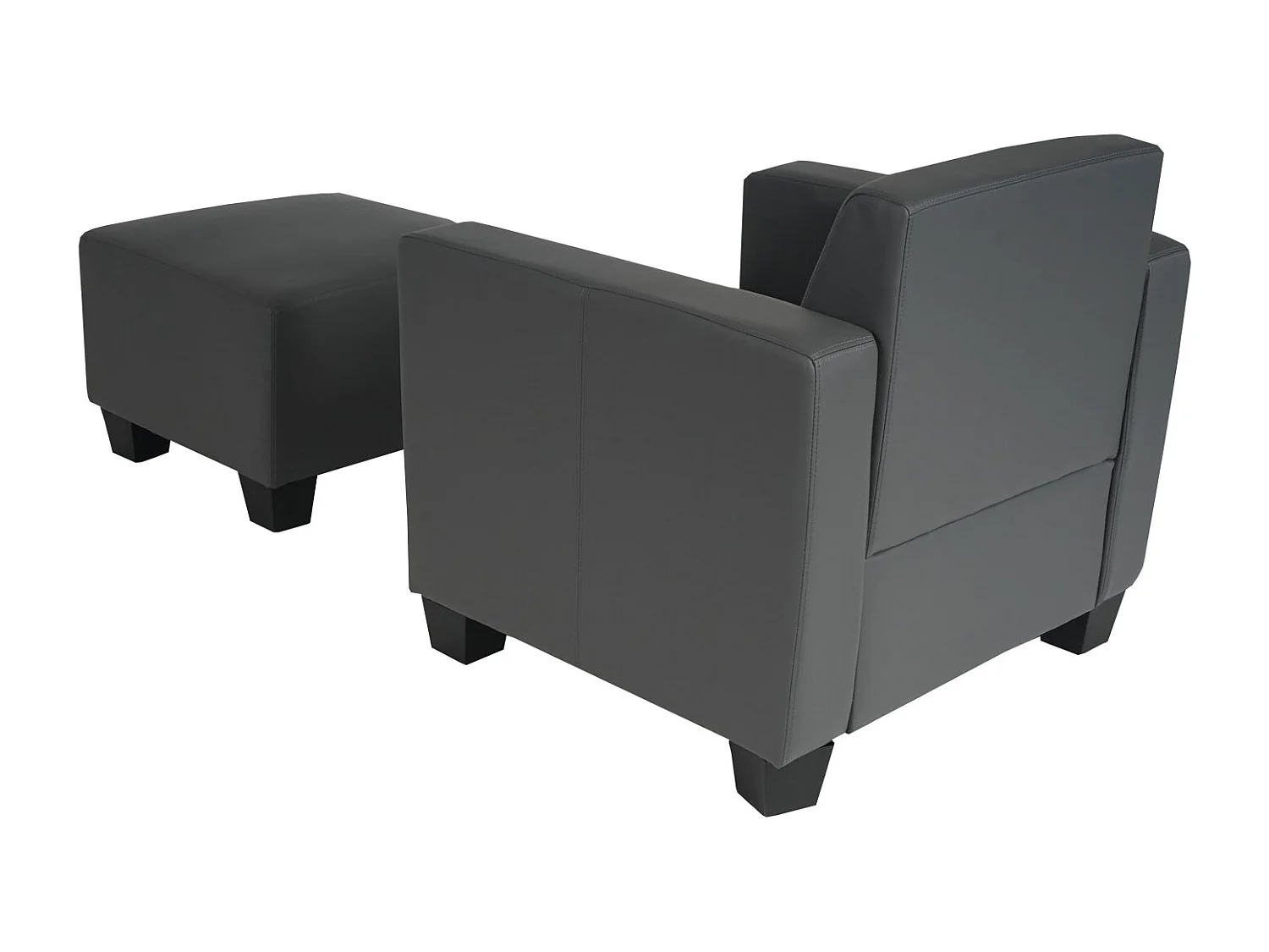 Salotto modulare componibile lounge moderno Lione N71 ecopelle poltrona con poggiapiedi ~ grigio scuro