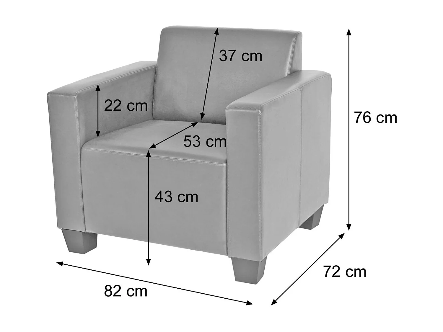 Salotto modulare componibile lounge moderno Lione N71 ecopelle poltrona con poggiapiedi ~ grigio scuro