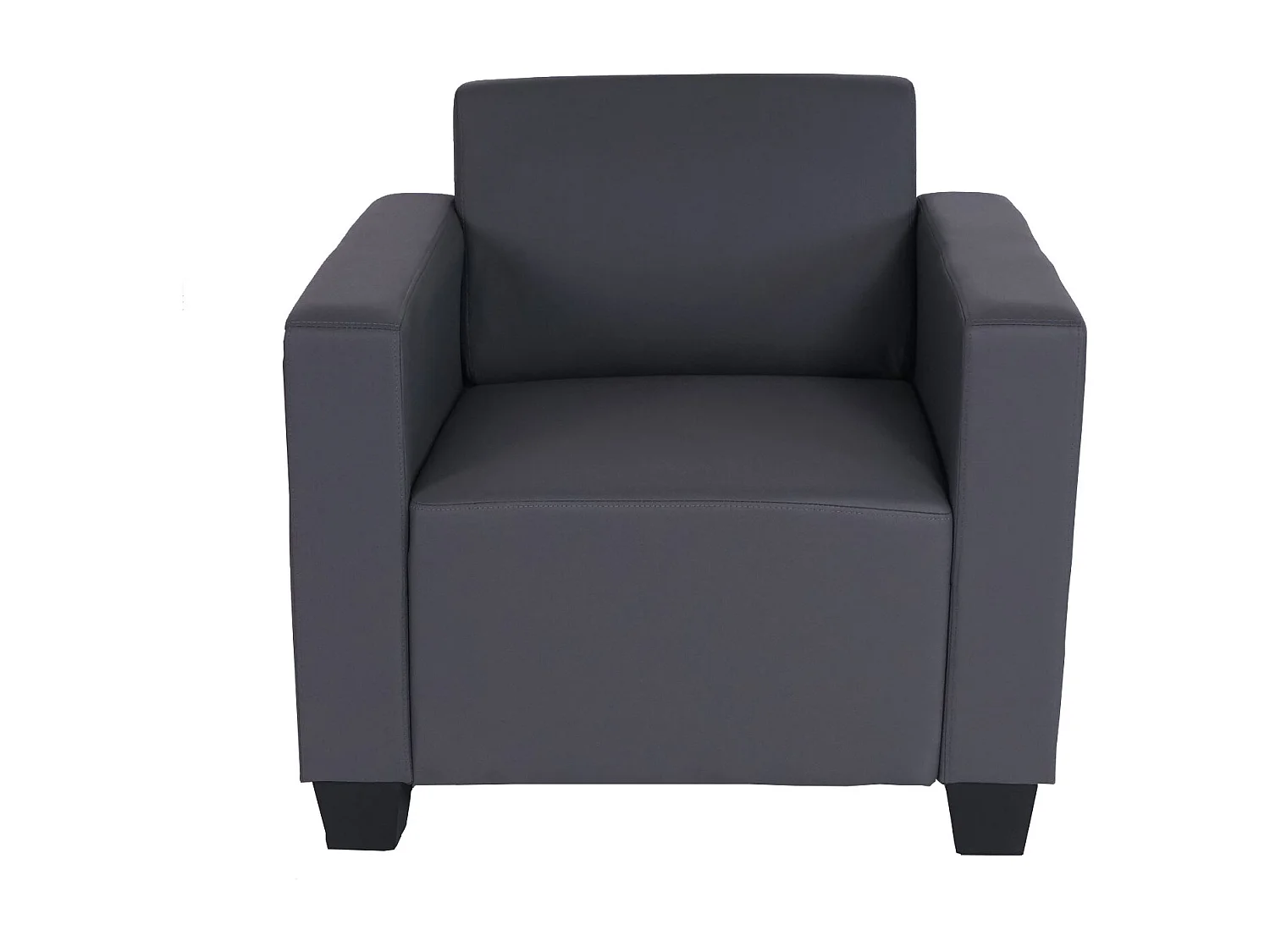 Salotto modulare componibile lounge moderno Lione N71 ecopelle poltrona con poggiapiedi ~ grigio scuro