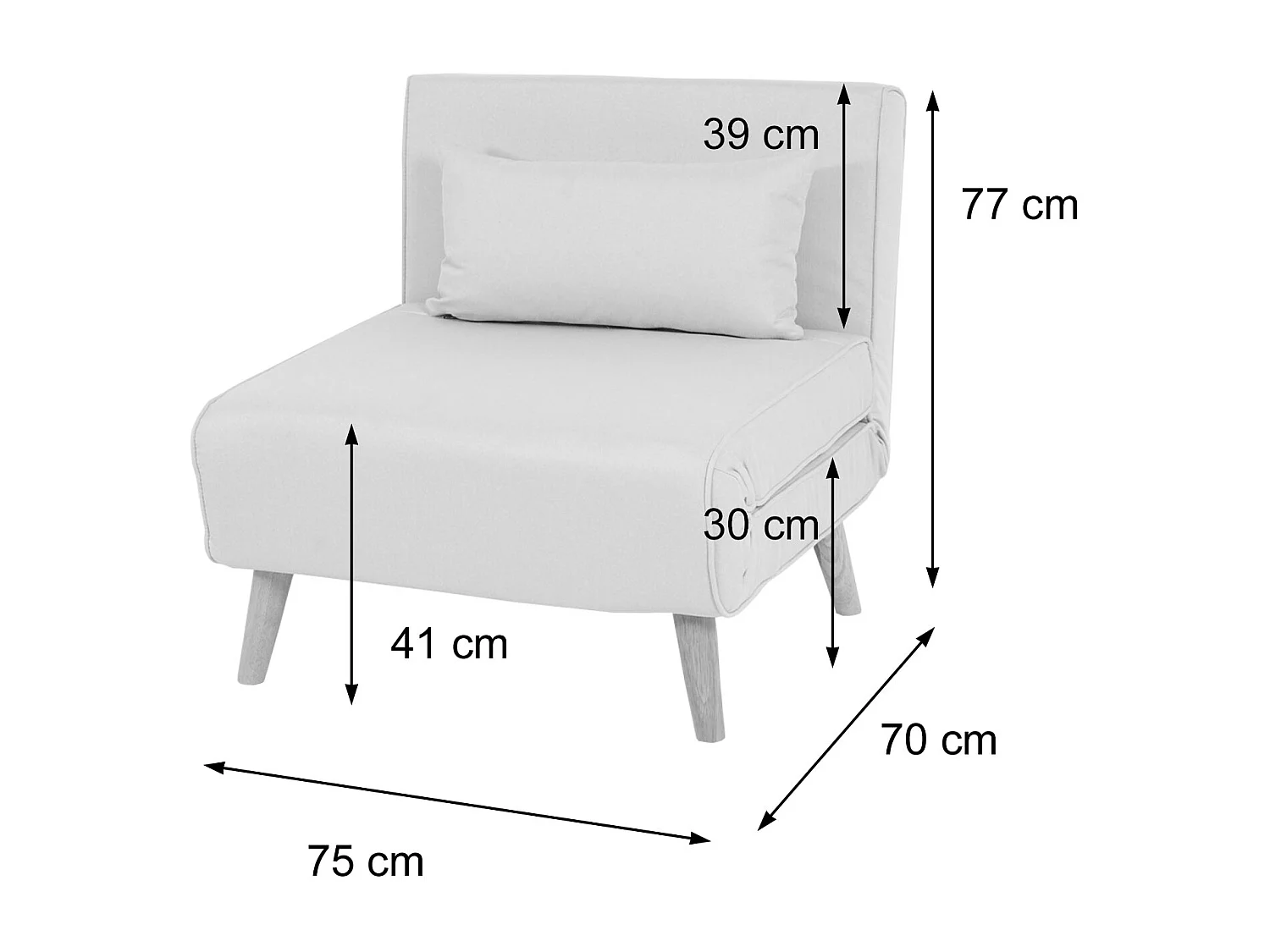 Fotel rozkładany MCW-D35,  kremowo-beżowy
