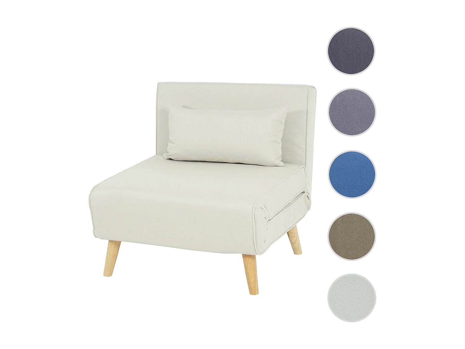 Fotel rozkładany MCW-D35,  kremowo-beżowy