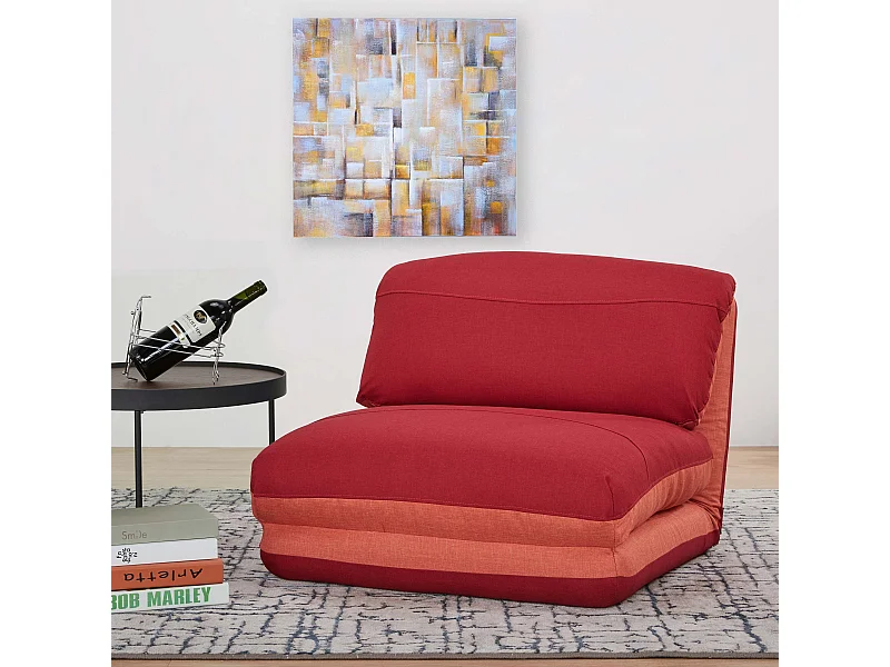 Fotel rozkładany MCW-E68,  pomarańczowy/ciemnoczerwony