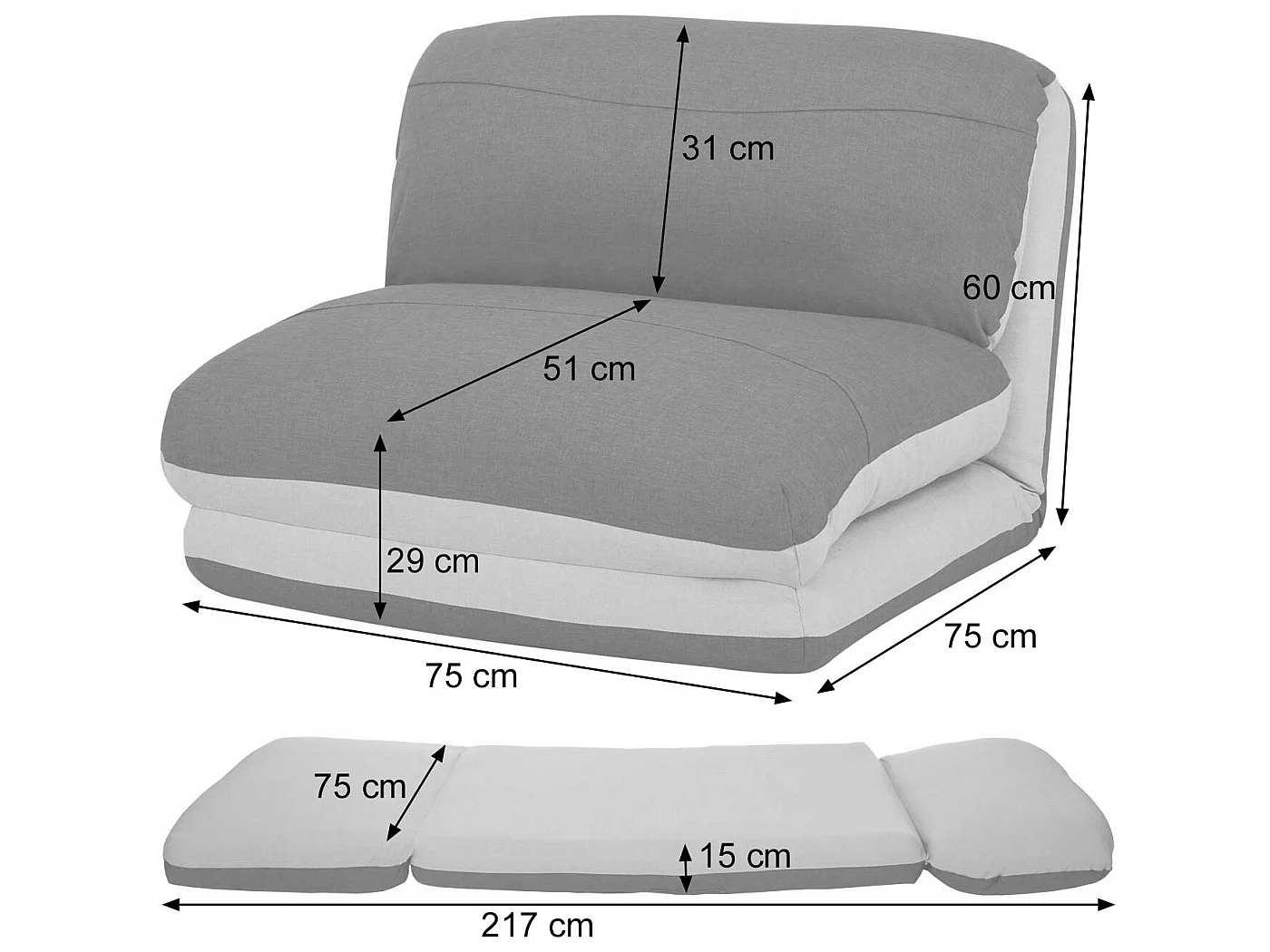 Fotel rozkładany MCW-E68,  żółty