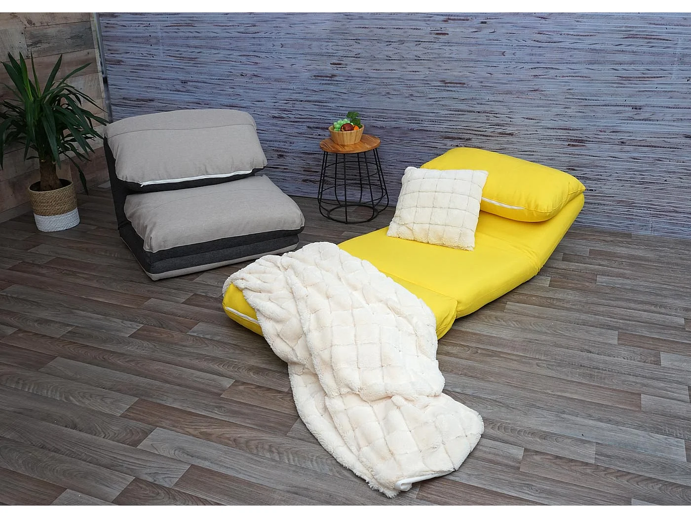 Fotel rozkładany MCW-E68,  żółty