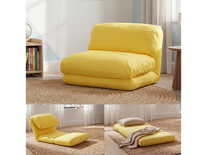 Fotel rozkładany MCW-E68,  żółty