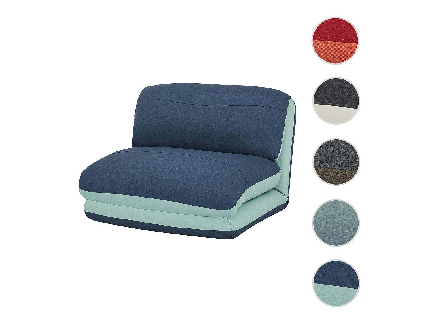 Fotel rozkładany MCW-E68,  jasnoniebieski/ciemnoniebieski