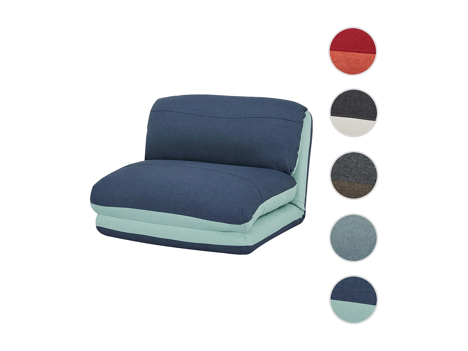 Fotel rozkładany MCW-E68,  jasnoniebieski/ciemnoniebieski