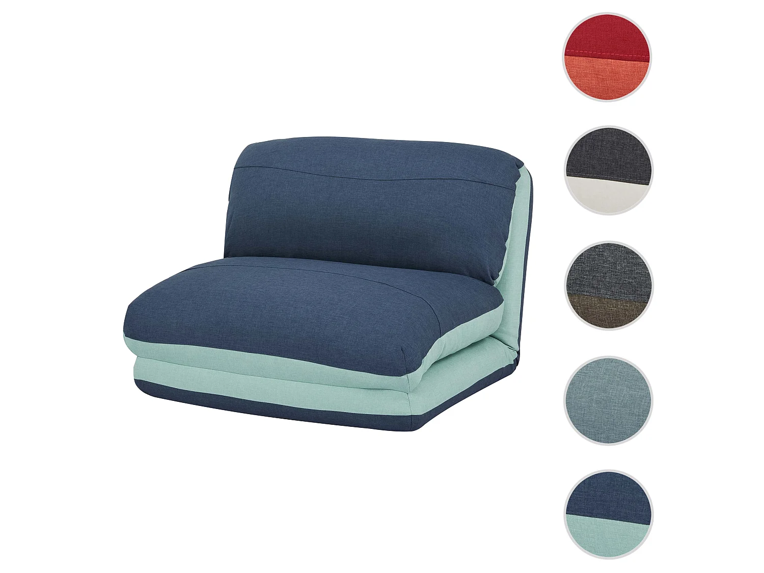 Fotel rozkładany MCW-E68,  jasnoniebieski/ciemnoniebieski